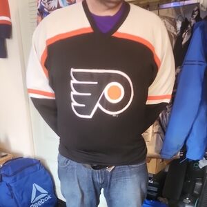 Reebok Men's Black and Orange Hockey Shirt